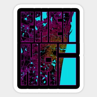 Chennai, India City Map Typography - Neon Sticker